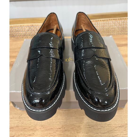 Franco Sarto Womens Balin Loafer Black Size 9.5 NIB Preppy Minimalist Lug Sole - Picture 6 of 15